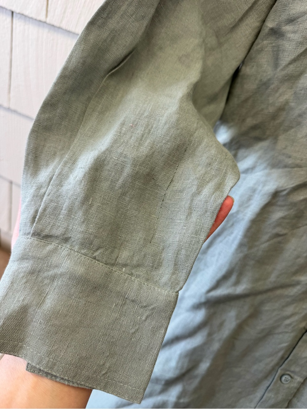 Mamene Florence Linen Shirt Dress Aloe Gray Green XS S Oversized Button Up - Picture 6 of 14